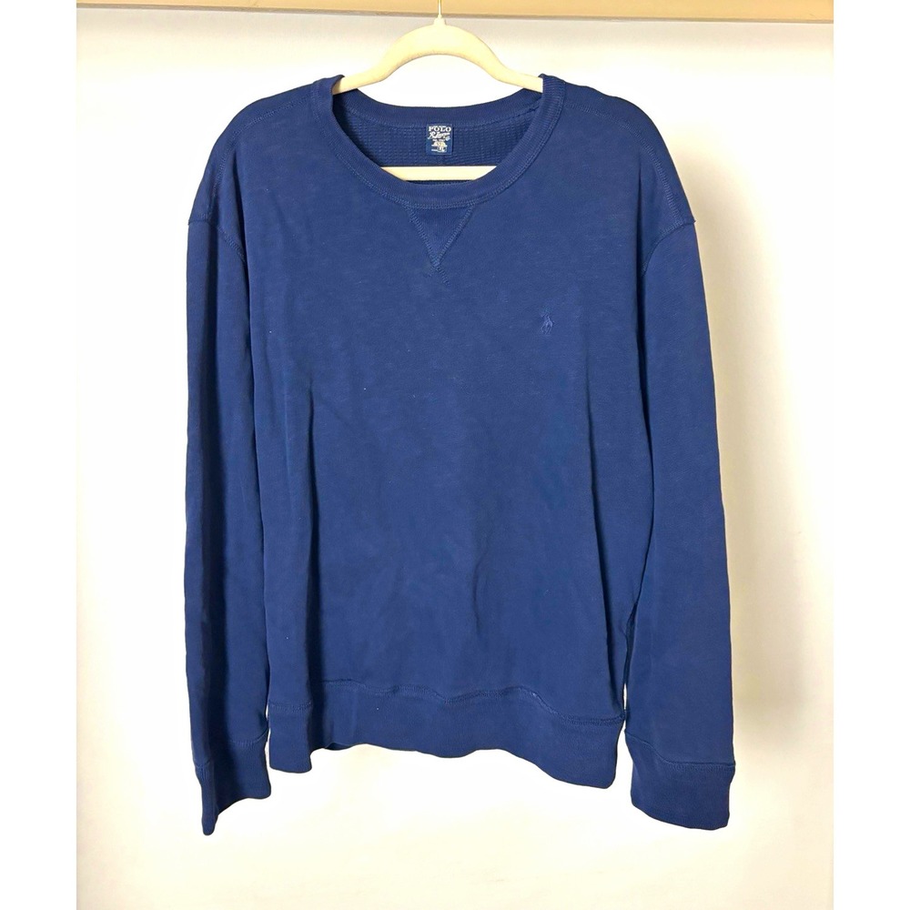 Polo Ralph Lauren Waffle Knit Thermal Sweatshirt Mens XL Navy Blue Sportsman
